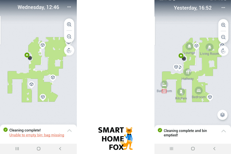 In de iRobot Home App wird die Wohnungskarte nach der Reinigung durch den Roomba j7 dargestellt.
